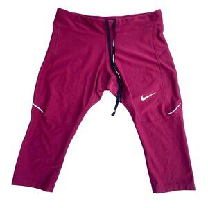 Nike Dri-Fit Women's Medium Med M Capri Drawstring Leggings Burgundy Maroon